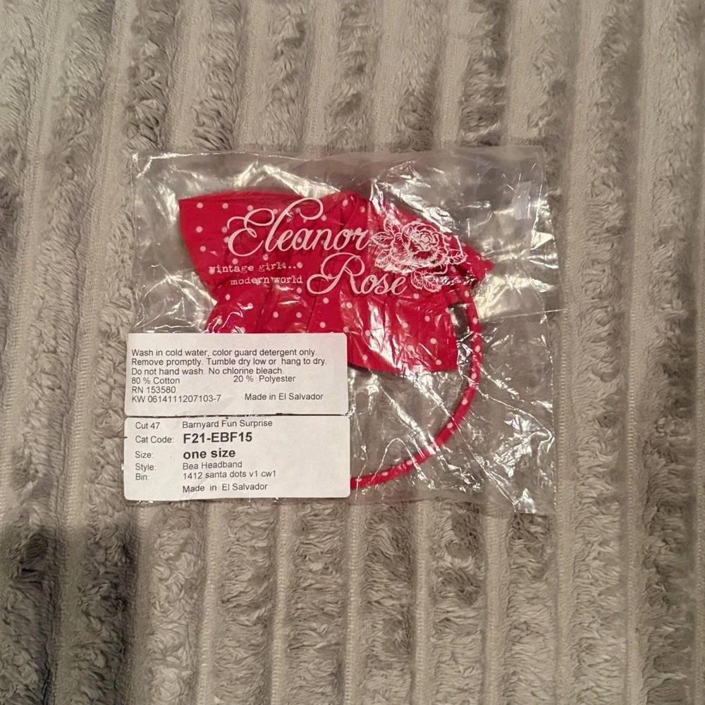 NEW Eleanor Rose Girls Bea Headband Red White Polka Dot Santa Dots OS